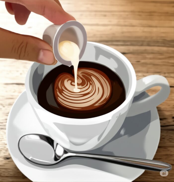 コーヒーフレッシュを入れている画像